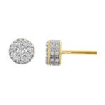 MEN'S EARRINGS 3/4 CT ROUND DIAMOND 10KT YELLOW GOLD