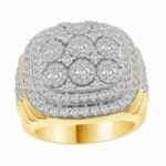 MEN'S RING 3 CT ROUND DIAMOND 10KT YELLOW GOLD