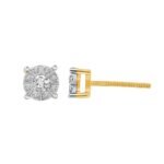 LADIES EARRINGS 1/5 CT ROUND DIAMOND 10K YELLOW GOLD