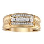 MEN'S RING 1/10 CT ROUND DIAMOND 10K YELLOW GOLD
