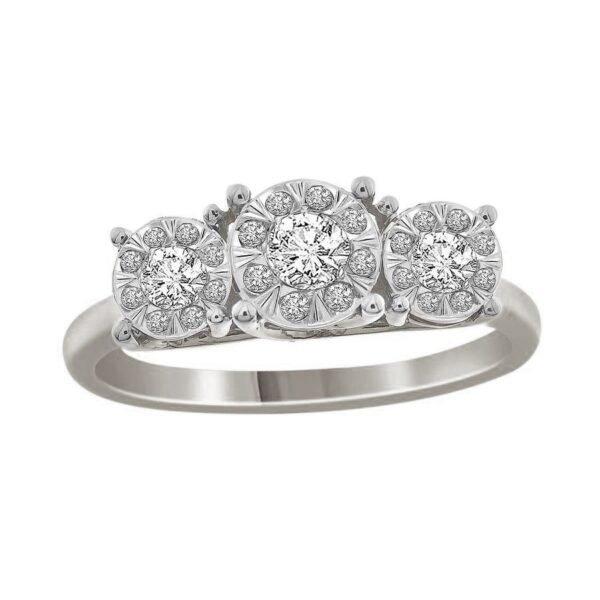 LADIES RING 1/3 CT ROUND DIAMOND SILVER