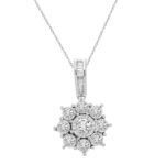 LADIES PENDANT 1/2 CT ROUND/BAGUETTE DIAMOND 10K WHITE GOLD