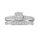 LADIES BRIDAL RING SET 7/8 CT ROUND DIAMOND 14K WHITE GOLD