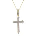 MEN'S CROSS 1 CT ROUND DIAMOND 10K YELLOW GOLD