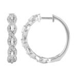 LADIES HOOPS 1/2 CT ROUND DIAMOND 10K WHITE GOLD