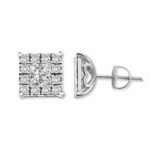 LADIES EARRINGS 1/4 CT ROUND/PRINCESS DIAMOND 14K WHITE GOLD