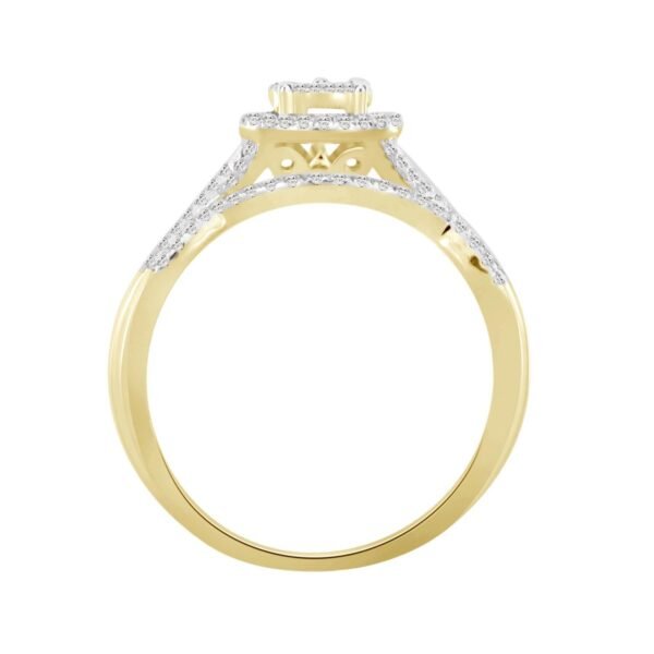LADIES BRIDAL RING SET 1/4 CT ROUND DIAMOND 10K YELLOW GOLD - Image 3