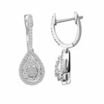LADIES EARRING 1/2 CT ROUND/BAGUETTE DIAMOND 14K WHITE GOLD