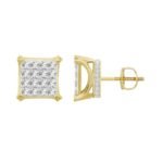 MEN'S EARRING 3/4 CT ROUND DIAMOND 10K YELLOW GOLD