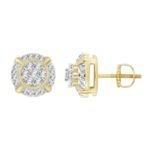 MEN'S EARRING 1/4 CT ROUND DIAMOND 10K YELLOW GOLD