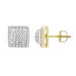 MEN'S EARRING 1/6 CT ROUND DIAMOND 10K YELLOW GOLD
