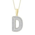 MEN'S PENDANT 3/8 CT ROUND DIAMOND 10K YELLOW GOLD