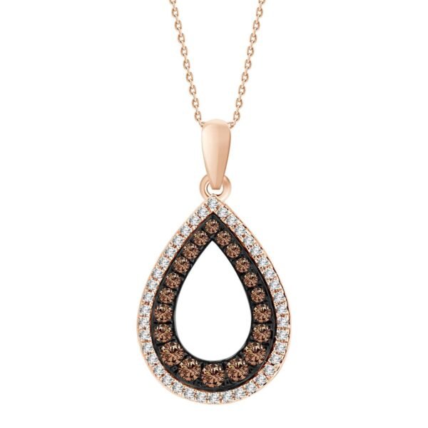 LADIES PENDANT 1/4 CT WHITE/CHOCOLATE ROUND 10K ROSE GOLD