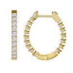 LADIES HOOPS 3 CT ROUND DIAMOND 10K YELLOW GOLD