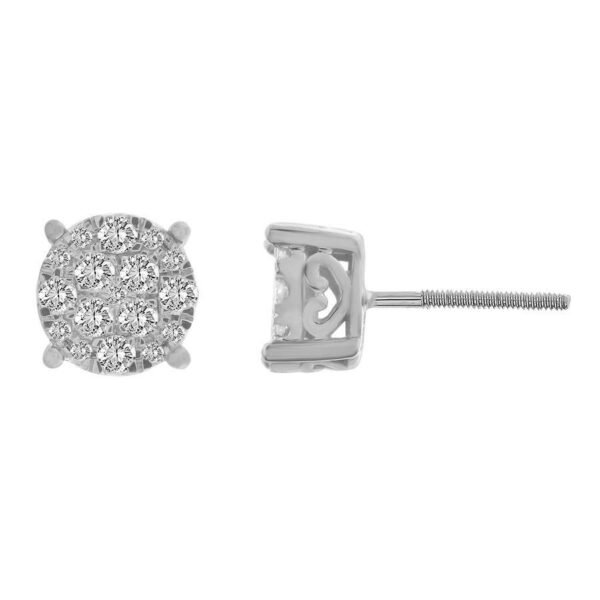 LADIES EARRING 1/2 CT ROUND DIAMOND 10K WHITE GOLD