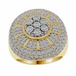MEN'S RING 2 CT ROUND DIAMOND 10K YELLOW GOLD