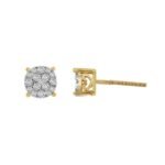 LADIES EARRING 1/4 CT ROUND DIAMOND 10K YELLOW GOLD