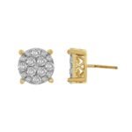 LADIES EARRING 7/8 CT ROUND DIAMOND 10K YELLOW GOLD