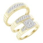 LADIES TRIO SET 3/4 CT ROUND DIAMOND 10K YELLOW GOLD