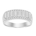LADIES BAND 1/2 CT ROUND/BAGUETTE DIAMOND 10K WHITE GOLD