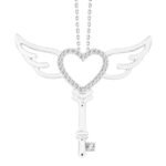 LADIES PENDANT 1/10 CT ROUND DIAMOND 10K WHITE GOLD