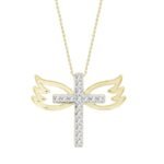 LADIES PENDANT 1/10 CT ROUND DIAMOND 10K YELLOW GOLD