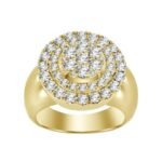 MEN'S RING 2 1/4 CT ROUND DIAMOND 14K YELLOW GOLD