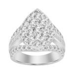 LADIES RING 3 CT ROUND/BAGUETTE DIAMOND 10K WHITE GOLD