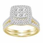 LADIES BRIDAL RING SET 3/4 CT ROUND DIAMOND 10K YELLOW GOLD