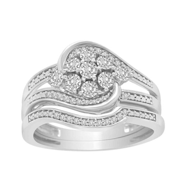 LADIES RING 1/4 CT ROUND 10K WHITE GOLD