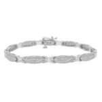 LADIES BRACELET 1 CT ROUND/BAGUETTE DIAMOND 10K WHITE GOLD