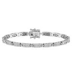 LADIES BRACELET 1 CT ROUND/BAGUETTE DIAMOND 10K WHITE GOLD