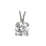 LADIES SOLITAIR PENDANT 3/4 CT ROUND DIAMOND 14K WHITE GOLD