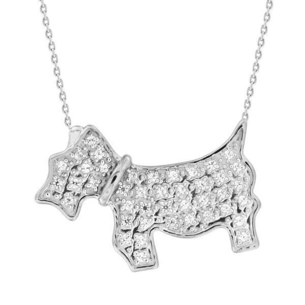 LADIES PENDANT WITH CHAIN 1/10 CT ROUND DIAMOND 10K WHITE GOLD