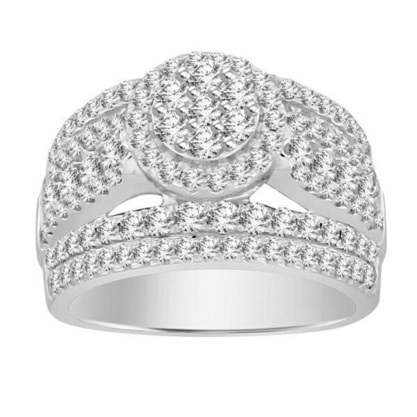 LADIES RING 2 CT ROUND DIAMOND 10K WHITE GOLD