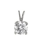 LADIES SOLITAIR PENDANT 1/3 CT ROUND DIAMOND 14K WHITE GOLD