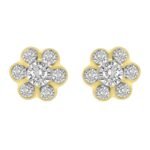 LADIES EARRINGS 1/4 CT ROUND DIAMOND 10K YELLOW GOLD