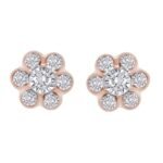 LADIES EARRINGS 1/4 CT ROUND DIAMOND 10K ROSE GOLD