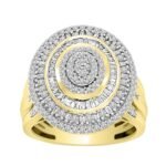 LADIES RING 1 CT ROUND/BAGUETTE DIAMOND 10K YELLOW GOLD