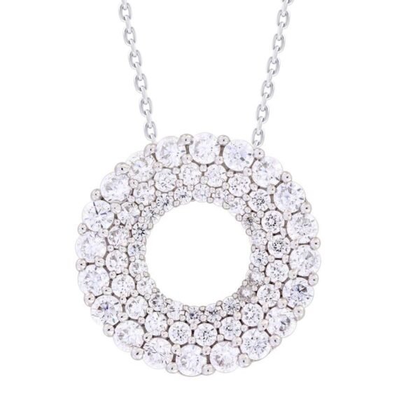 LADIES PENDANT WITH CHAIN 1 CT ROUND DIAMOND 14K WHITE GOLD