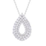 LADIES PENDANT WITH CHAIN 1 CT ROUND DIAMOND 14K WHITE GOLD