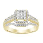 LADIES RING 1/2 CT ROUND/BAGUETTE DIAMOND 10K YELLOW GOLD