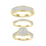 LADIES TRIO RING SET 1/2 CT ROUND DIAMOND 10K YELLOW GOLD