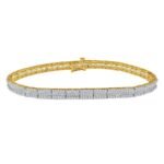 LADIES BRACELET 3 CT ROUND/BAGUETTE DIAMOND 10K YELLOW GOLD