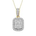 LADIES PENDANT 3/8 CT ROUND/BAGUETTE DIAMOND 14K YELLOW GOLD