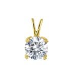 LADIES SOLITAIR PENDANT 1/2 CT ROUND DIAMOND 14K YELLOW GOLD