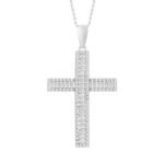 LADIES PENDANT 1/2 CT ROUND/BAGUETTE DIAMOND 10K WHITE GOLD