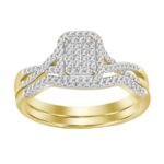 LADIES BRIDAL RING SET 1/4 CT ROUND DIAMOND 10K YELLOW GOLD