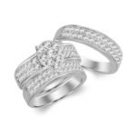 LADIES TRIO SET 2 CT ROUND DIAMOND 10K WHITE GOLD