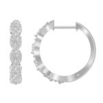 LADIES EARRING 1/4 CT ROUND/BAGUETTE DIAMOND 10K WHITE GOLD